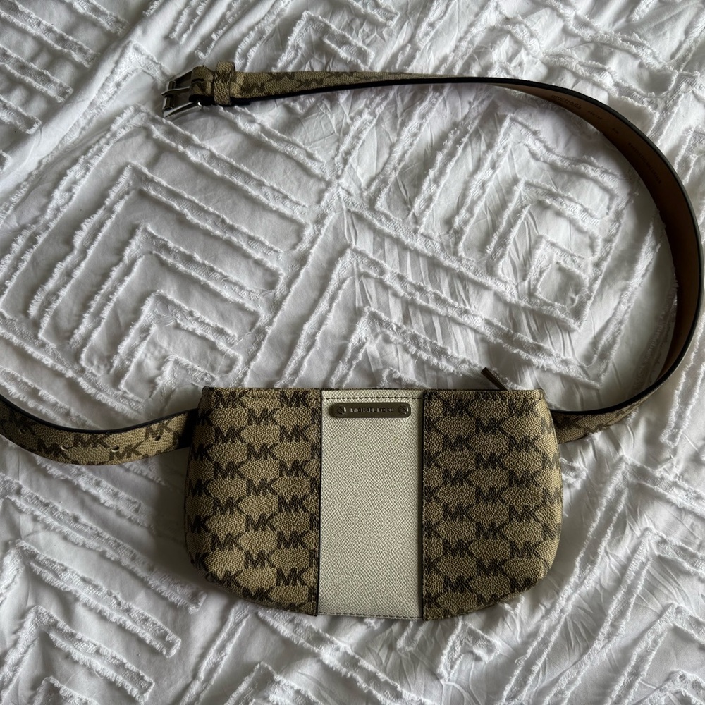 Michael Kors Tan and Cream MK Belt Bag Size S/M